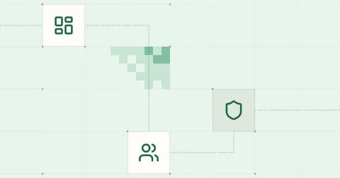 Pictogrammes de tableau de bord, d’utilisateurs et de bouclier reliés sur une grille