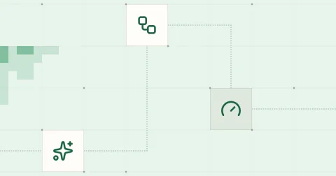 Pictogrammes d’étincelles, de flux de travail et de jauge reliés sur une grille